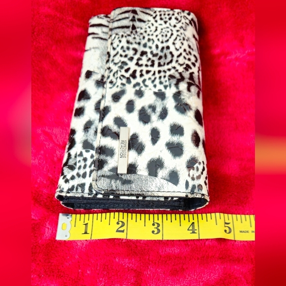 Kenneth Cole Reaction Black and White Animal Print Tri-fold Wallet - Picture 6 of 6